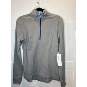 Southern Tide NWT Quarter Zip Shirt Women's Size XS extra Small Gray Blue Trim